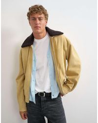 TOPMAN - Oversized Fit Real Suede Jacket With Shearling Collar - Lyst