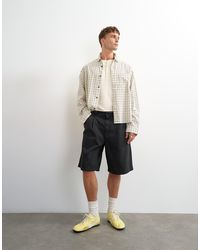 TOPMAN - Wide Leg Twill Bermuda Short With Pleats - Lyst