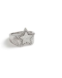 TOPMAN Silver Star Ring - Metallic
