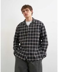 TOPMAN - Relaxed Fit Textured Check Revere Shirt - Lyst