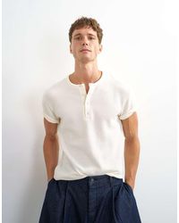 TOPMAN - Slim Fit Short Sleeve Waffle Henley - Lyst