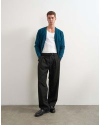 TOPMAN - Wide Leg Belted Pinstripe Trouser With Pleats - Lyst
