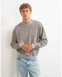 TOPMAN - Relaxed Fit Crop Long Sleeve T-Shirt With Stripe - Lyst