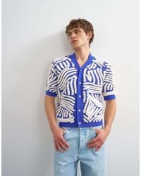 TOPMAN - Relaxed Fit Knit Shirt With All-over Boucle Floral Applique - Lyst