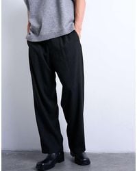 TOPMAN - Pleated Wide Leg Trouser - Lyst
