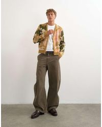 TOPMAN - Classic Fit Knit Cardigan With Abstract Camo Design - Lyst