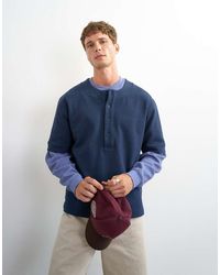 TOPMAN - Relaxed Fit Jersey Twill Baseball Henley Shirt - Lyst