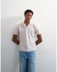 TOPMAN - Relaxed Fit Short Sleeve Camp Collar Pique Polo - Lyst