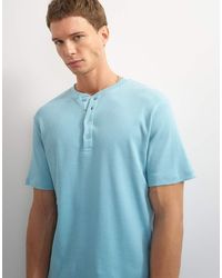 TOPMAN - Slim Fit Rib Henley T-shirt - Lyst