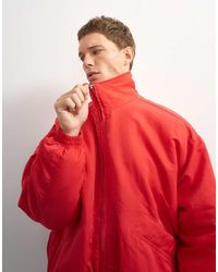TOPMAN - Oversized Fit Twill Nylon Funnel Neck Bomber Jacket - Lyst