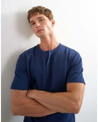 TOPMAN - Slim Fit Short Sleeve Waffle Henley - Lyst