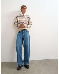 TOPMAN - Relaxed Fit Crop V Neck Jumper With Twist - Lyst
