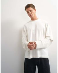 TOPMAN - Relaxed Fit Layered T-Shirt With Waffle Sleeve - Lyst
