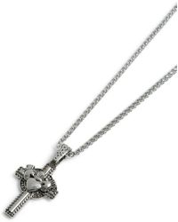 TOPMAN Silver Cross Necklace - Metallic