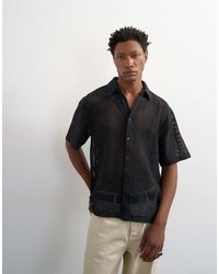 TOPMAN - Relaxed Fit Short Sleeve Woven Mesh Shirt - Lyst