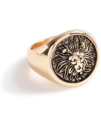 TOPMAN Gold Lion Ring - Metallic