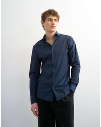 TOPMAN - Slim Fit Long Sleeve Formal Stretch Shirt - Lyst