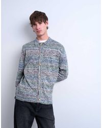 TOPMAN - Regular Fit Button Polo With Space-Dye Knit - Lyst