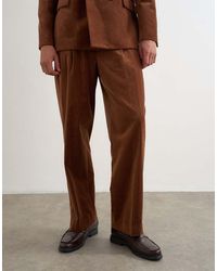 TOPMAN - Wide Leg Velour Stripe Trousers With Pleats - Lyst