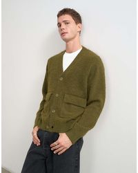 TOPMAN - Relaxed Fit Fluffy Double Pocket Knitted Cardigan - Lyst