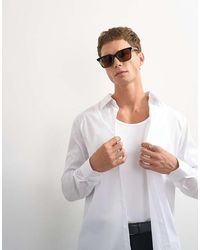 TOPMAN - Regular Fit Long Sleeve Formal Stretch Shirt - Lyst