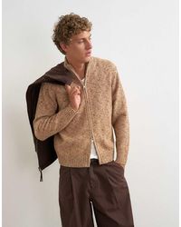 TOPMAN - Classic Fit Funnel Neck Nep Sweater With Double Zip - Lyst
