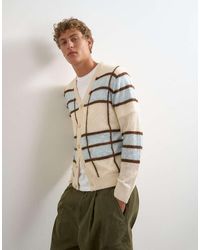 TOPMAN - Classic Fit Sheer Knit Cardigan With Check - Lyst