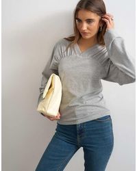 TOPSHOP - Gather Yoke Seam Long Sleeve Top - Lyst