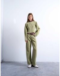 TOPSHOP - Barrel Mid Rise Jeans With Seam Details - Lyst