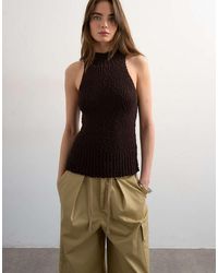 TOPSHOP - Knitted Sleeveless Textured Grown Singlet - Lyst