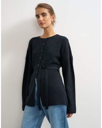 TOPSHOP - Knitted Tie Back All Needle Cardigan - Lyst