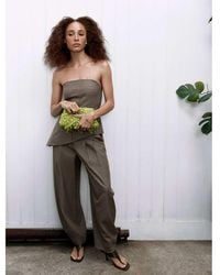 TOPSHOP - Co Ord Raw Hem Barrel Leg Tailored Trouser - Lyst