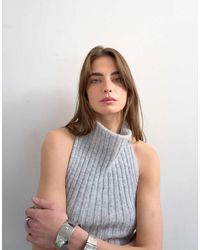 TOPSHOP - Knit Drape Neck Low Back Top - Lyst