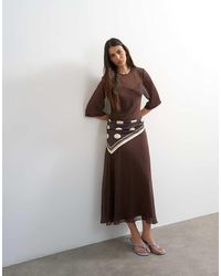 TOPSHOP - Curved Waistband Chiffon T-Shirt Maxi Dress - Lyst