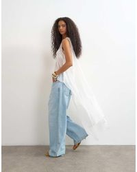 TOPSHOP - Sheer Organza Drape Tunic Top - Lyst