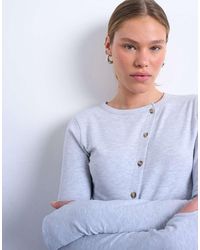TOPSHOP - Asymmetric Button Through Long Sleeve Top - Lyst