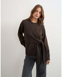 TOPSHOP - Knitted Front Tie Sweater With Wool And Alpaca - Lyst