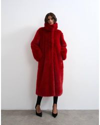 TOPSHOP - Oversized Faux Fur Longline Coat - Lyst