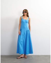 TOPSHOP - Linen Rich Dropped Waist Maxi Sundress - Lyst