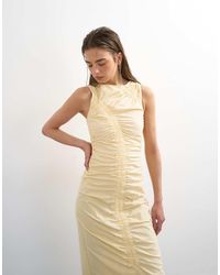 TOPSHOP - Ruched Sleeveless Midi Dress - Lyst