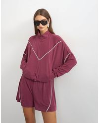 TOPSHOP - Sporty Piping Half Zip Top Co Ord - Lyst