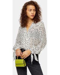 TOPSHOP Chemise à rayures et pois - Noir