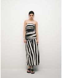 TOPSHOP - Poplin Dropped Waist Bandeau Maxi Dress - Lyst