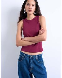 TOPSHOP - Ribbed Racer Tank Top - Lyst