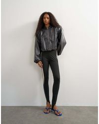 TOPSHOP - Oversized Faux Leather Oversized Zip Up Bomber Jacket - Lyst