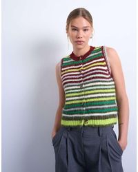 TOPSHOP - Knitted Multi Stripe Vest - Lyst