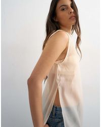 TOPSHOP - Longline Sheer Organza Tunic - Lyst