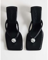 TOPSHOP - Nadeem Mid-height Heeled Flip Flops With Hardware - Lyst