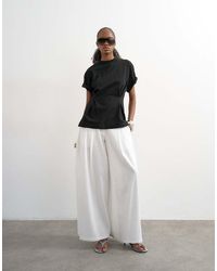 TOPSHOP - Linen A Line Wide Leg Trouser - Lyst