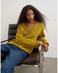 TOPSHOP - Knit Scoop Neck Sweater - Lyst
